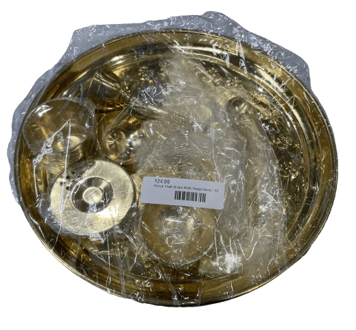 Pooja Thali Brass With Pooja Items - 10 Inch